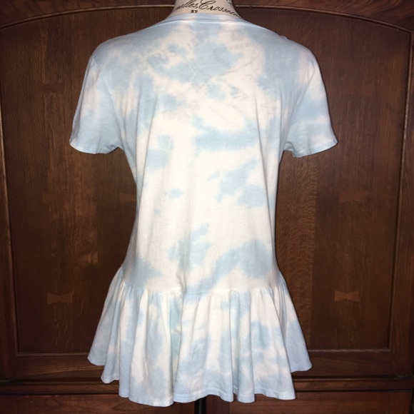 ❤️TIE DYED DAYDREAMER LA RUFFLE BOTTOM TEE T SHIRT CLOUDS - Picture 8 of 13
